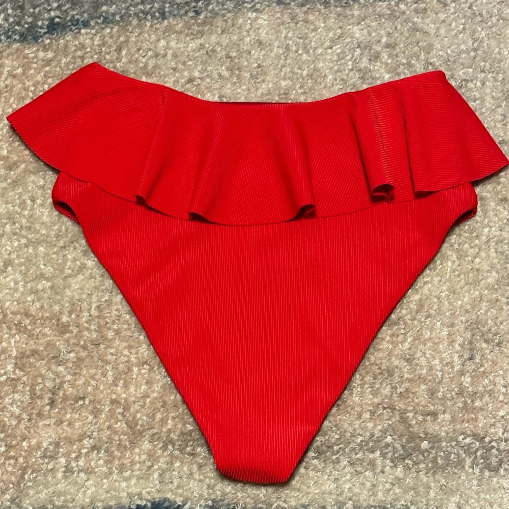 Beach Riot Red Ruffled High-Waist Bikini Bottom - Picture 6 of 7